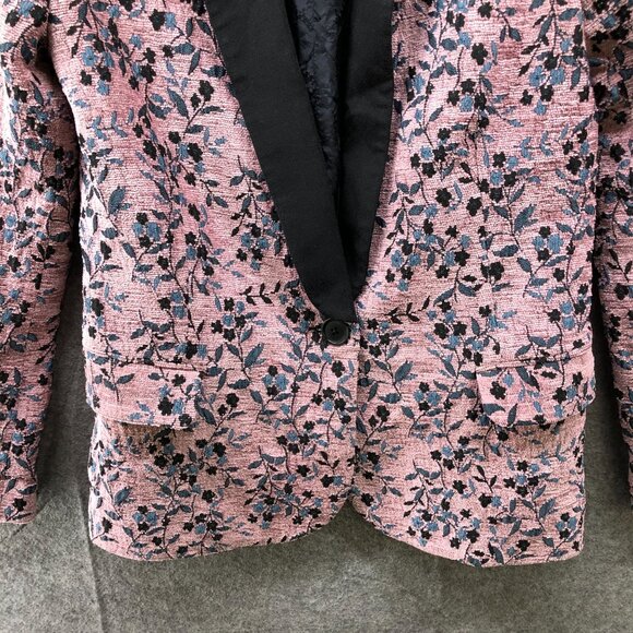 Zadig & Voltaire Pink Floral Blazer Womens 34 (2) Textured Velvet One Button - Picture 4 of 15